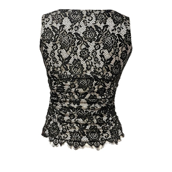 Black Lace & Satin Top - White House Black Market Women’s Size 2 - Vintage - Picture 2 of 16